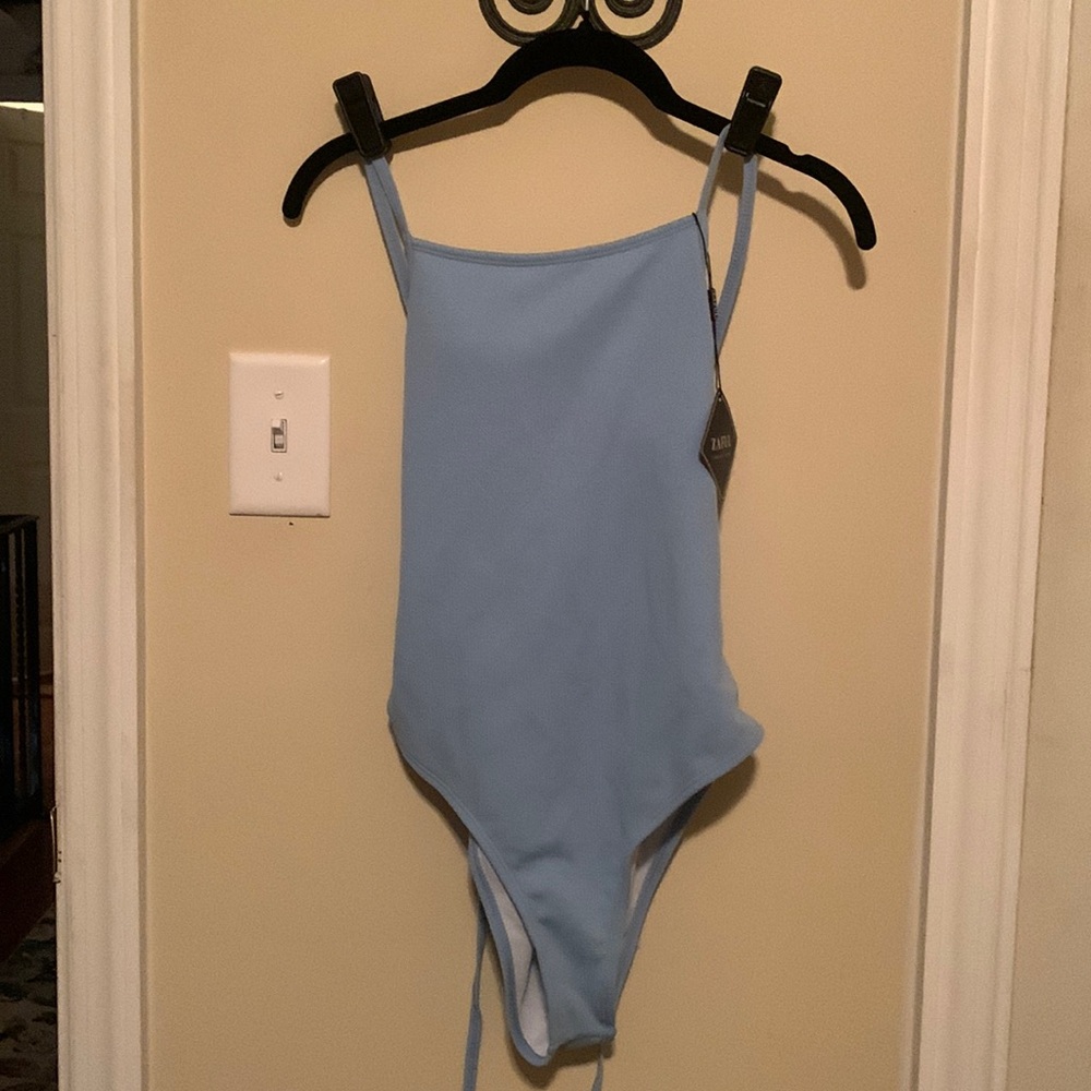 Zaful One piece French Cut Lace Up Back Swimsuit w/ built-in bra NWT
